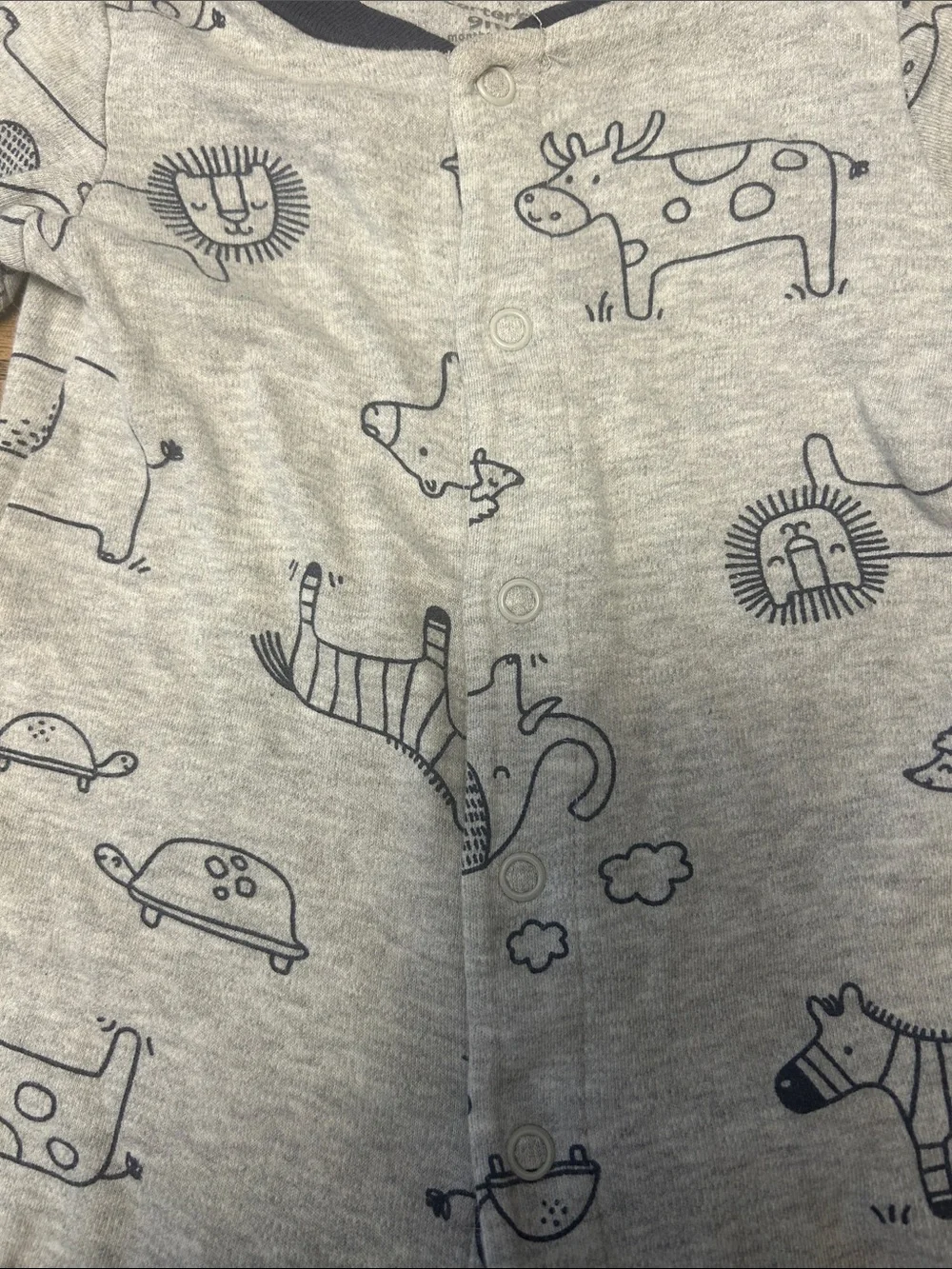 Carter’s Footie Pajamas Gray with Navy Animals Size 9 Months